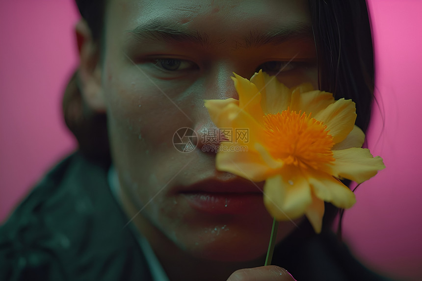 室内忧郁的男士图片