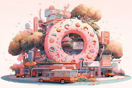 甜甜圈插图背景图片