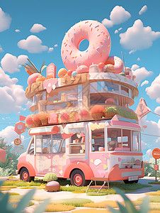 甜甜圈车背景图片