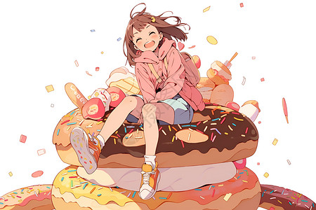 甜甜圈上的女孩背景图片