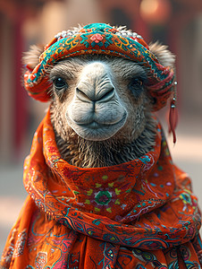 可爱装扮的骆驼背景图片
