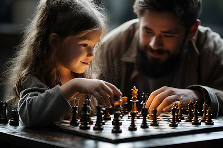 父女下棋背景图片