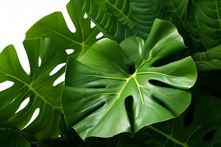 龟背竹的叶子高清图片