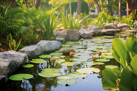 池塘的睡莲背景图片