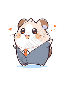 领带卡通可爱小仓鼠系领带插画