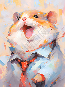 可爱的仓鼠戴领带背景图片