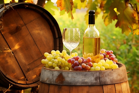庄园中的葡萄酒和葡萄背景图片