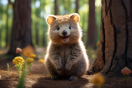 獾阳光下的可爱小动物插画