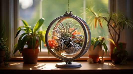 玻璃球素材玻璃球上的空气植物背景