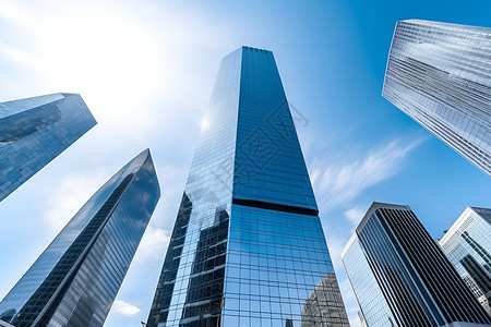 城市金融区的摩天大楼建筑高清图片
