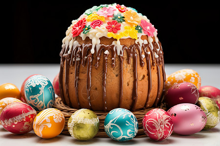 复活节的彩绘鸡蛋背景图片
