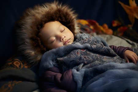 睡觉的少数民族宝贝背景图片