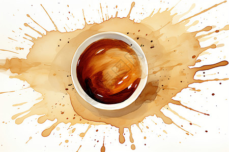 咖啡渍素材抽象艺术的咖啡渍画作插画