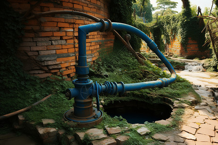 乡村的老水井背景图片