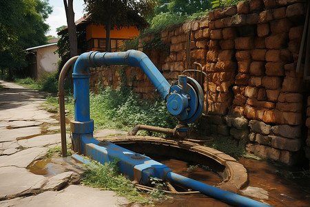 古老的乡村水井背景图片