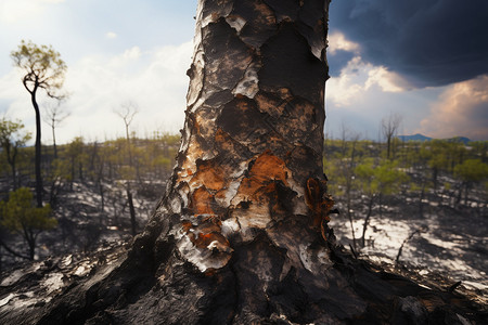 烧毁的树木背景图片