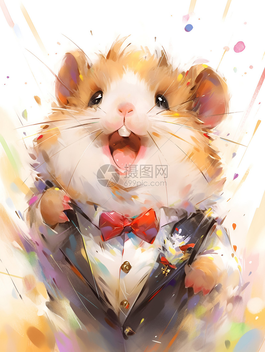 领带装扮的可爱仓鼠图片
