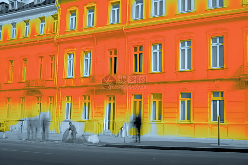 红外热成像的欧式建筑图片