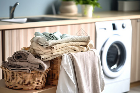 洗衣机清洁洁白如新毛巾背景