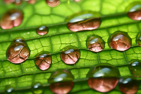 翠绿叶片上的水滴背景图片