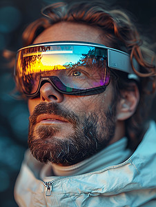 黑框透明素材男人戴着黑框VR眼镜设计图片
