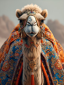 沙漠里行走的骆驼背景图片