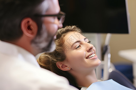 治疗牙齿看牙医的女性患者背景