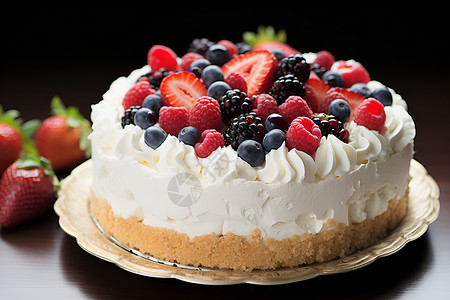 草莓馅蛋糕奶油草莓水果蛋糕高清图片