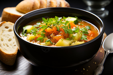 美味的冬季素汤背景图片