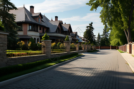 郊区的别墅建筑背景图片