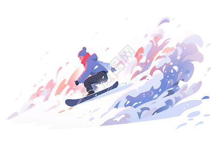 冬季活动户外滑雪的人插画
