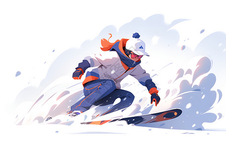 滑雪活动雪地上的滑雪者插画