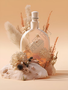 酒瓶和羽毛背景图片