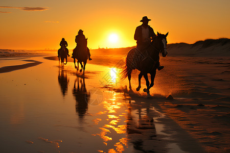 夕阳下骑行的人背景图片