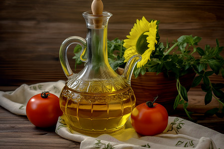 油瓶与番茄背景图片