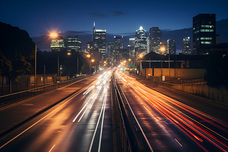 城市夜幕下的道路背景图片