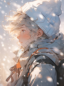 下雪中的可爱男孩背景图片