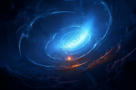 蓝色光圈背景蓝色的宇宙星系插画