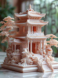 粉色的建筑物模型背景图片