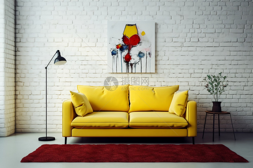 现代风格的黄色沙发图片