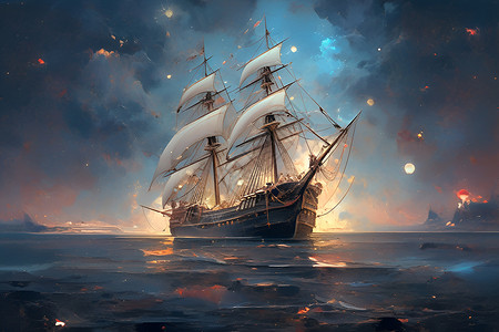 海洋航行的帆船背景图片