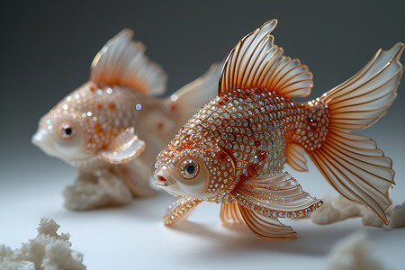 金鱼塑形珠宝背景图片