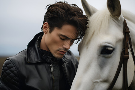男人与马背景图片