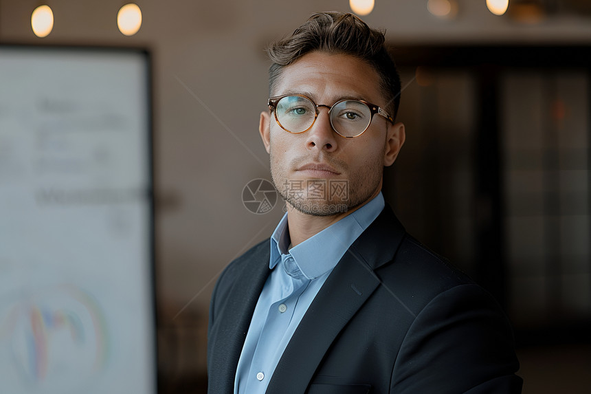戴眼镜的商务男人图片