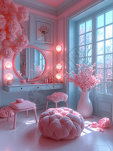 室内粉色家具背景图片