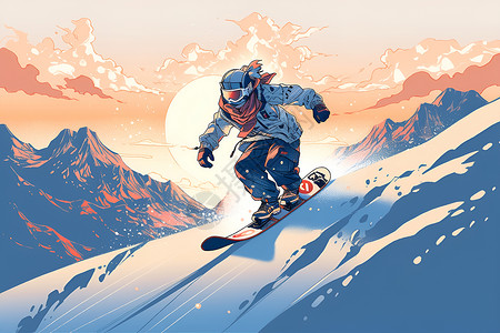 雪山的滑雪运动员背景图片
