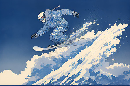 空中飞跃的滑雪者高清图片
