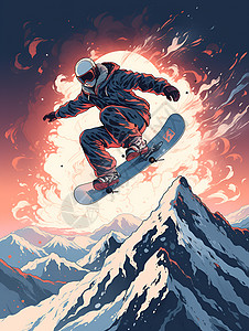 一位滑雪者高山滑雪高清图片