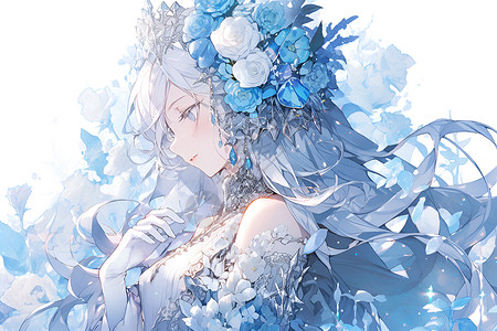 梦幻唯美的冰雪女王插图背景图片