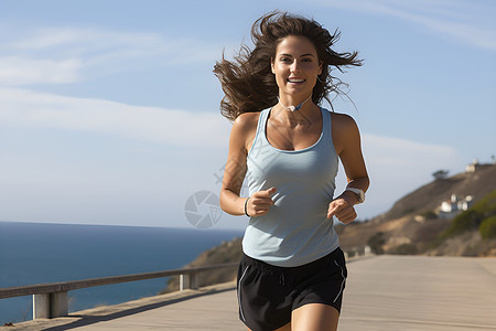 外国健康跑步健身锻炼的外国女子背景